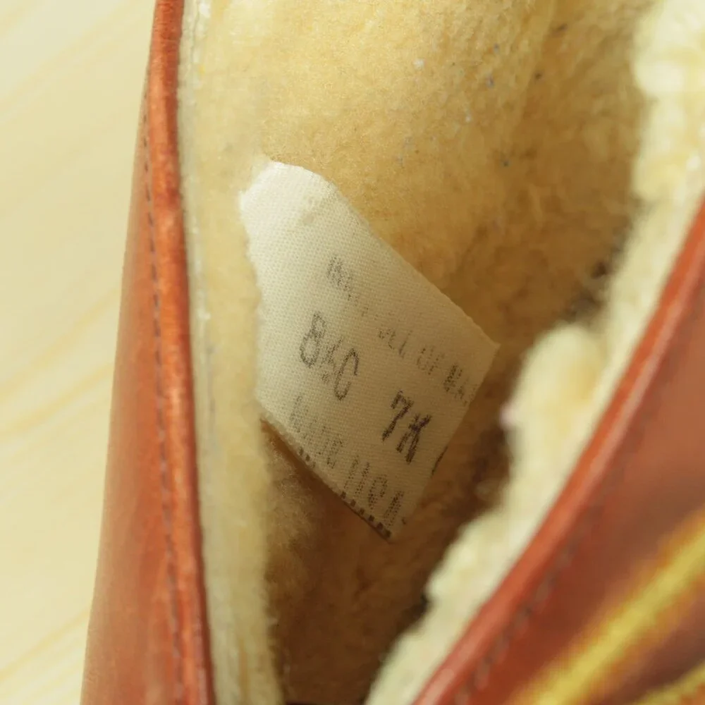 Vintage 80s LL Bean Sherpa Lined Chukka Boots Mens 8.5C Brown Sheepskin Leather
